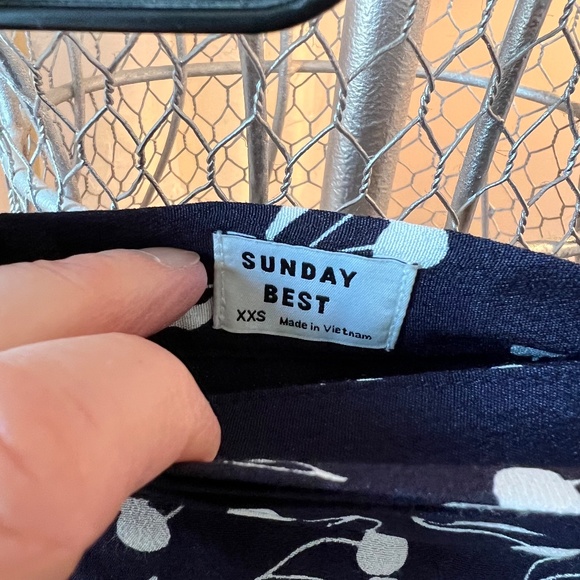 Sunday Best Blue and White Cherry Patterned Wrap Skirt - Picture 3 of 5